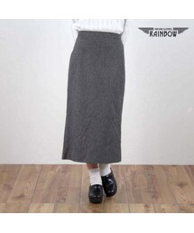 VINTAGE | 古着 グレー チェック柄 千鳥格子柄 タイト ロング丈 スカート レディース ヴィンテージ (古着屋RAINBOW) (btu1511081)(スカート)