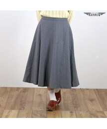VINTAGE | 古着 グレー 無地 フレア 膝丈 スカート レディース ヴィンテージ (古着屋RAINBOW) (btu1512088)(スカート)