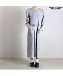 VINTAGE | 古着 グレー 無地 長袖 ロング丈 ワンピース レディース ヴィンテージ (古着屋RAINBOW) (otu1610060)(ワンピース)