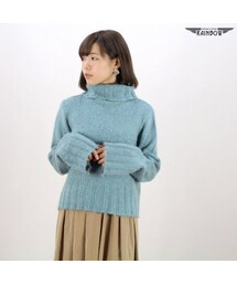 VINTAGE | 古着 青 無地 くすみカラー タートルネック セーター 長袖 ニット レディース ヴィンテージ (古着屋RAINBOW) (ttu1512104)(ニット/セーター)