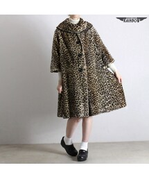 古着 ベージュ プリント ヒョウ柄 レオパード柄 コート 七分袖 アウター レディース ヴィンテージ (古着屋RAINBOW) (ttu1611275)(その他アウター)