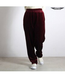 VINTAGE | 古着 赤 ボルドー 無地 ベロア ロング丈 パンツ レディース ヴィンテージ (古着屋RAINBOW) (btu1611039)(その他パンツ)