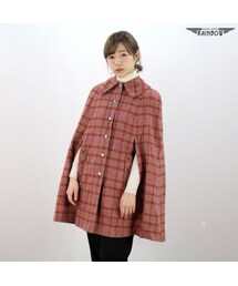 VINTAGE | 古着 ピンク チェック柄 ポンチョ 長袖 アウター レディース ヴィンテージ (PENDLETON ペンドルトン) (古着屋RAINBOW) (ttu1512293)(ポンチョ)