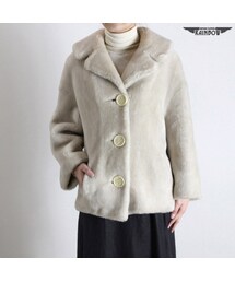 古着 生成り ベージュ 無地 ボア コート 長袖 アウター レディース ヴィンテージ (古着屋RAINBOW) (ttu1611166)(その他アウター)