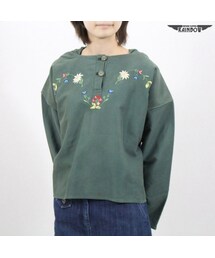 古着 緑 刺繍 パーカー 長袖 トップス レディース ヴィンテージ (古着屋RAINBOW) (ttu1610091)(パーカー)