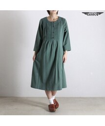 古着 カーキ 無地 長袖 ロング丈 ワンピース レディース ヴィンテージ (古着屋RAINBOW) (otu1612089)(ワンピース)