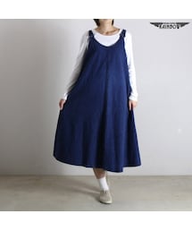 古着 青 無地 デニム ノースリーブ ロング丈 ワンピース レデース ヴィンテージ (Levi's リーバイス) (古着屋RAINBOW) (otu1702092)(ワンピース)