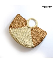 古着 ベージュ バイカラー カゴ ハンド Ｍサイズ バッグ レディース ヴィンテージ (古着屋RAINBOW) (gtu1703013)(かごバッグ)