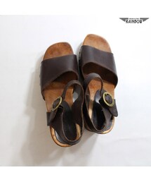[23.5cm] 古着 レザー 茶 アンクルストラップ サンダル シューズ レディース ヴィンテージ (古着屋RAINBOW) (stu1704011)(サンダル)