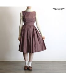 古着 赤 チェック柄 ノースリーブ ロング丈 ワンピース レディース ヴィンテージ (古着屋RAINBOW) (otu1708090)(ワンピース)