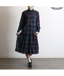 古着 黒 チェック柄 ウール 長袖 膝丈 セットアップ ワンピース レディース ヴィンテージ (古着屋RAINBOW) (otu1710051)(ワンピース)