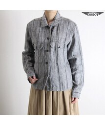 古着 グレー ストライプ柄 長袖 シャツ ブラウス レディース ヴィンテージ (古着屋RAINBOW) (ttu1703128)(シャツ/ブラウス)