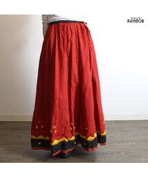 古着 赤 ビビッド プリント ロング丈 フレア スカート レディース ヴィンテージ (古着屋RAINBOW 通販) (btu1804037)(スカート)