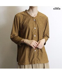 古着 黄 ダーク マスタード 花柄 七分袖 シャツ ブラウス レディース ヴィンテージ (古着屋RAINBOW 通販) (ttu1808025)(シャツ/ブラウス)