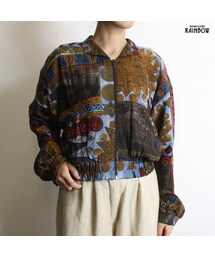 古着 茶 カラフル ダーク 総柄 エスニック柄 ブルゾン 長袖 ライト アウター レディース ヴィンテージ (古着屋RAINBOW 通販) (ttu1808273)(ブルゾン)