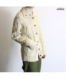 古着 生成り ベージュ 無地 ケーブル編み カーディガン 長袖 ニット レディース ヴィンテージ (古着屋RAINBOW 通販) (ttu1712109)(カーディガン/ボレロ)