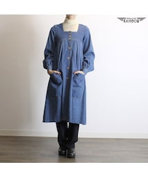 アメリカ古着 青 無地 デニム ロング丈 羽織り 長袖 トップス レディース レトロ ヴィンテージ (古着屋RAINBOW 通販) (ttu1709101)(その他トップス)