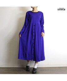 古着 紫 ビビッド 無地 長袖 ロング丈 ワンピース レディース ヴィンテージ (古着屋RAINBOW 通販) (otu1809123)(ワンピース)