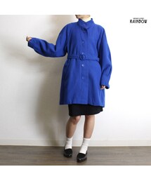 アメリカ古着 青 ビビッド 無地 ウール ベルト付き コート 長袖 アウター レディース レトロ ヴィンテージ (古着屋RAINBOW 通販) (ttu1810231)(その他アウター)