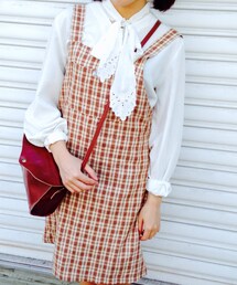 古着 | 古著格紋鄉村感吊帶裙(ワンピース)