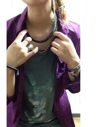 チェーンネックレス/vintage
ウッドビーズネックレス/LANVIN
ブレスレット/LANVIN
シルバーリング/サコカズナリ
(ネックレス)