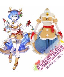 白猫プロジェクト×リゼロ コラボ レム コスプレ衣装 かわいい サンタ服(チューブトップ)