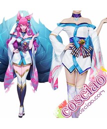 リーグオブレジェンド アーリ コスプレ衣装 精霊の花祭り 着物 コスチューム服 通販 エロカワ 獣耳(浴衣)