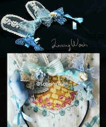 LookingWath | 手作り 花柄レース うさ耳 カチューシャ(カチューシャ)