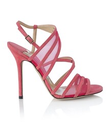 JIMMY CHOO |  Vigo Strappy Suede & Mesh Sandal，Geranium Pink(サンダル)
