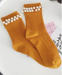 no brand | 珍珠装饰 短袜(ソックス/靴下)