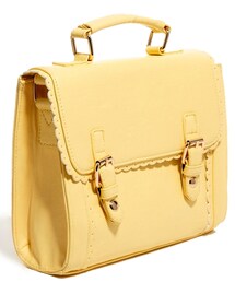 asos | yellow small satchel bag with scalloped edge(トートバッグ)