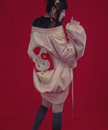 召幻商店 | 和风少女粉和风樱花流水棉服刺绣棒球外套樱花姬(スカジャン)