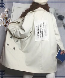 少女黑手党 杏林白色磨毛夹棉风衣 大衣白外套 圆环拼布(その他アウター)