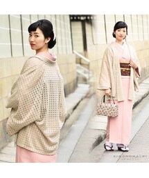 no brand | 薄ベージュ　格子 レース羽織(浴衣)