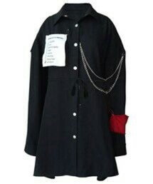 Sagi Dolls | 1984 袖章金属链条 暗黑朋克露肩连衣裙(シャツワンピース)