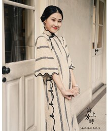 海上芳时 | 海上巴黎 复刻1920s倒大袖A版波浪边旗袍(ワンピース/ドレス)