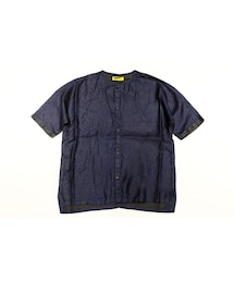 HURRAY HURRAY | INDIGO LINEN NO COLLER S/S SHIRTS(シャツ/ブラウス)