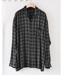 COMOLI | レーヨンオープンカラーシャツ(GREEN)(シャツ/ブラウス)