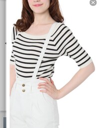 五分袖ポートネックニット(ニット/セーター)