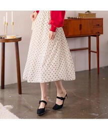 ドットパターンシフォンプリーツロングスカート(スカート)