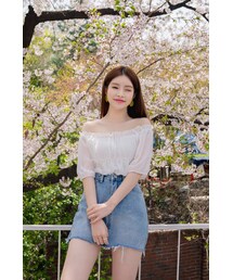 シアーシャーリングオフショルダーブラウス(シャツ/ブラウス)