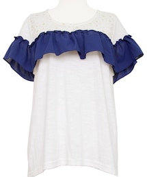 Crisp | フリルレース切替Tシャツ(Tシャツ/カットソー)