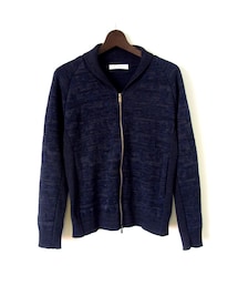 Bernabeu | Bernabeu 10G カラーミックスシャドーレオパードジャガードブルゾン ネイビー(ブルゾン)