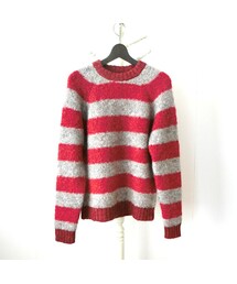 Editors エディターズ アルパカ混ボーダークルーニット レッドボーダー(ニット/セーター)