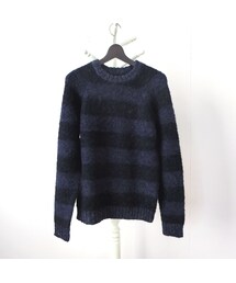 Editors エディターズ アルパカ混ボーダークルーニット ネイビーボーダー(ニット/セーター)