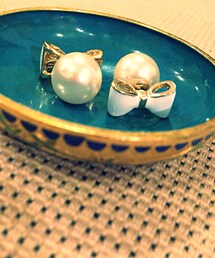 GU | バックパールリボンピアス♡可愛い~‼︎(ピアス（両耳用）)