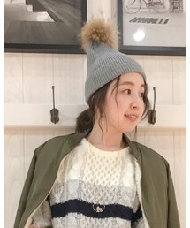 DRESKIP | チャイニーズラクーンファー付きニット帽(帽子)