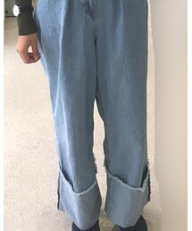 ems excite | デニムワイドパンツ。折り返しがかわいい。ベルトもついてた。(デニムパンツ)