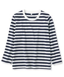 無印良品 | 110cm 黒に近いネイビー×白ボーダー(Tシャツ/カットソー)