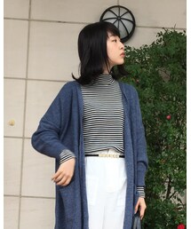 UNIQLO | リブボーダータートルネックT（長袖）(Tシャツ/カットソー)